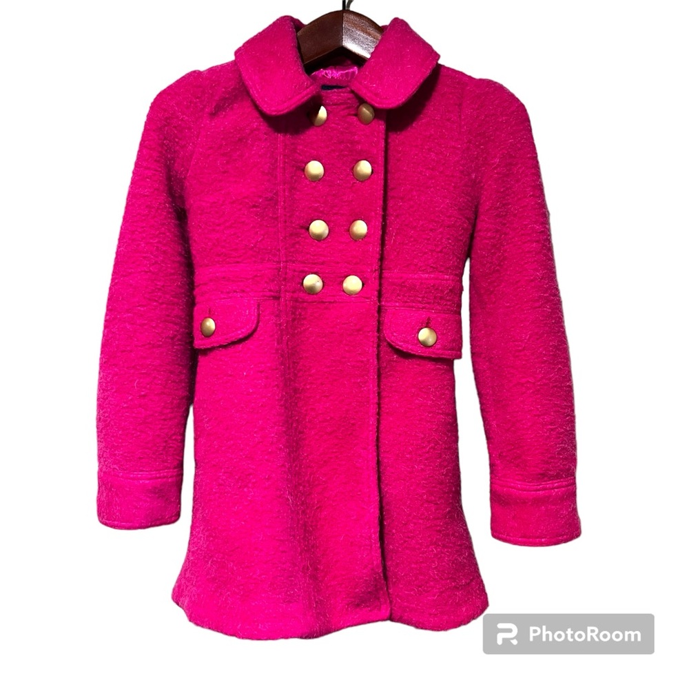 Gap Kids Girls 3/4 Length Pea Coat XL Hot Pink Gold Buttons